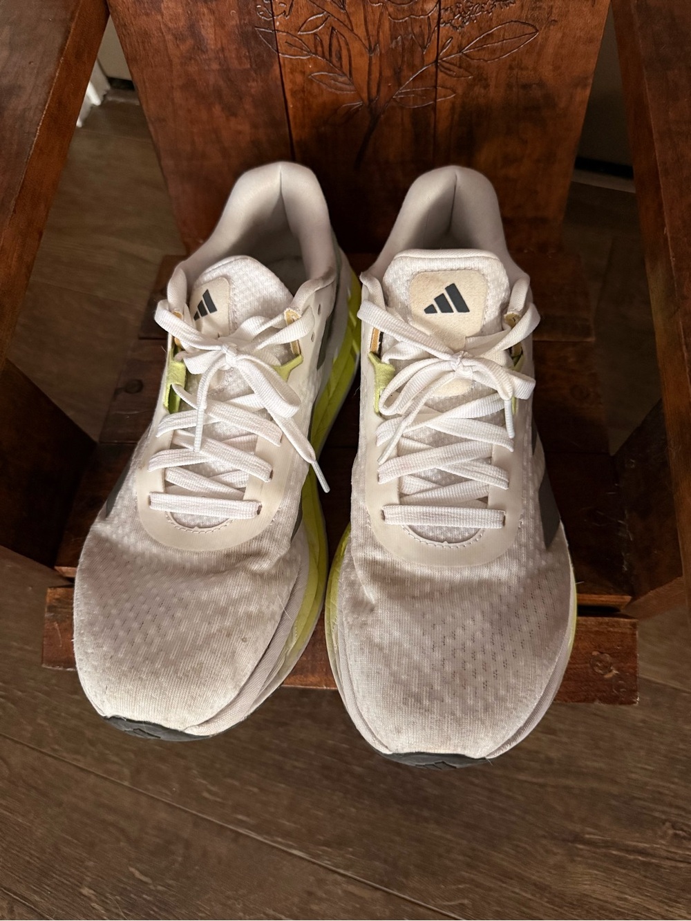 adidas Adistar White Sneakers with Neon Yellow Highlights